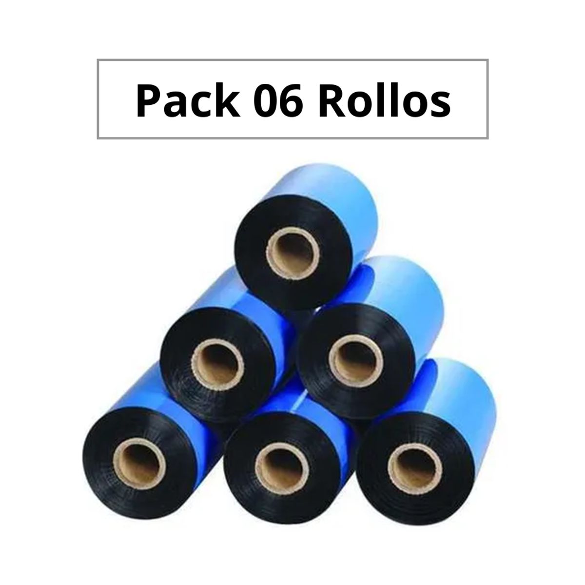 GENERICO - Cinta Ribbon CERA Negra 110 mm x 300mts - Pack 06 Rollos