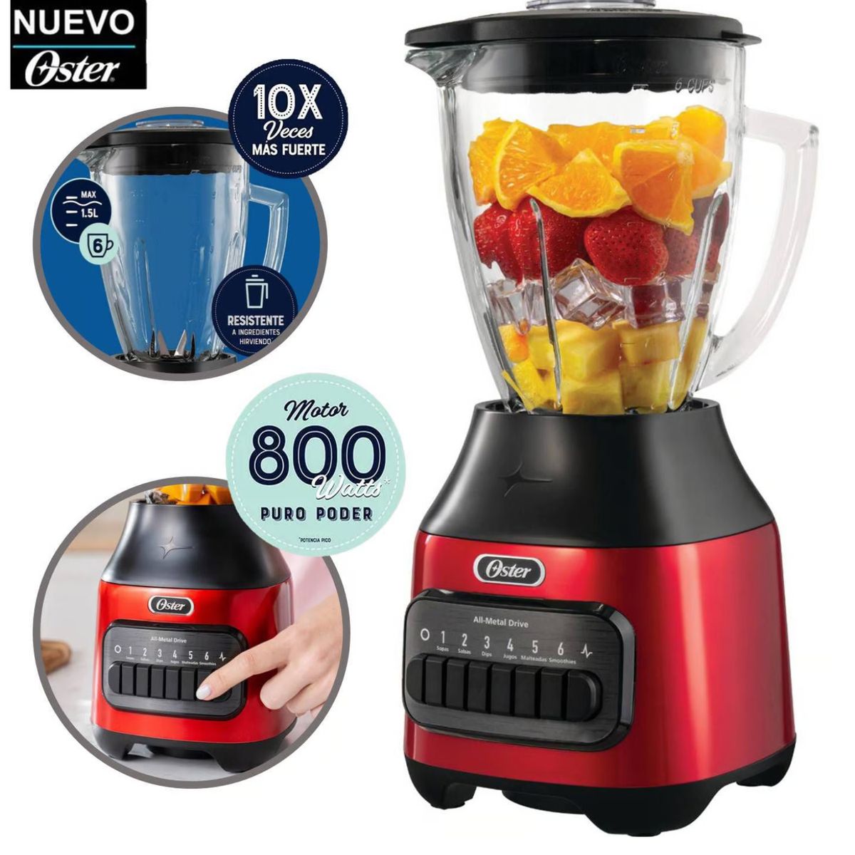 OSTER - Licuadora Oster BLSTPEG-CPB 6 velocidades 800 watts 1.5L