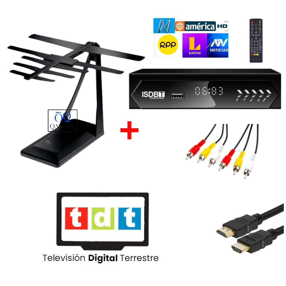 OEM - Pack Digital TV Receptor ISDB-T y Antena HT para Señal Estable HD