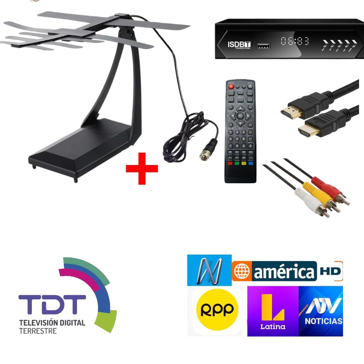 OEM - Combo ISDB-T y Antena HT TV Digital para Sintonizar Canales Abiertos
