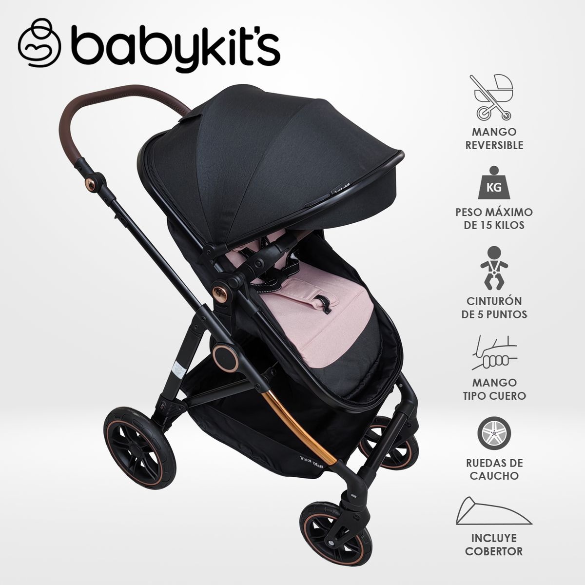 BABY KITS - Coche Cuna Vox T Gold Baby Kits Rosado