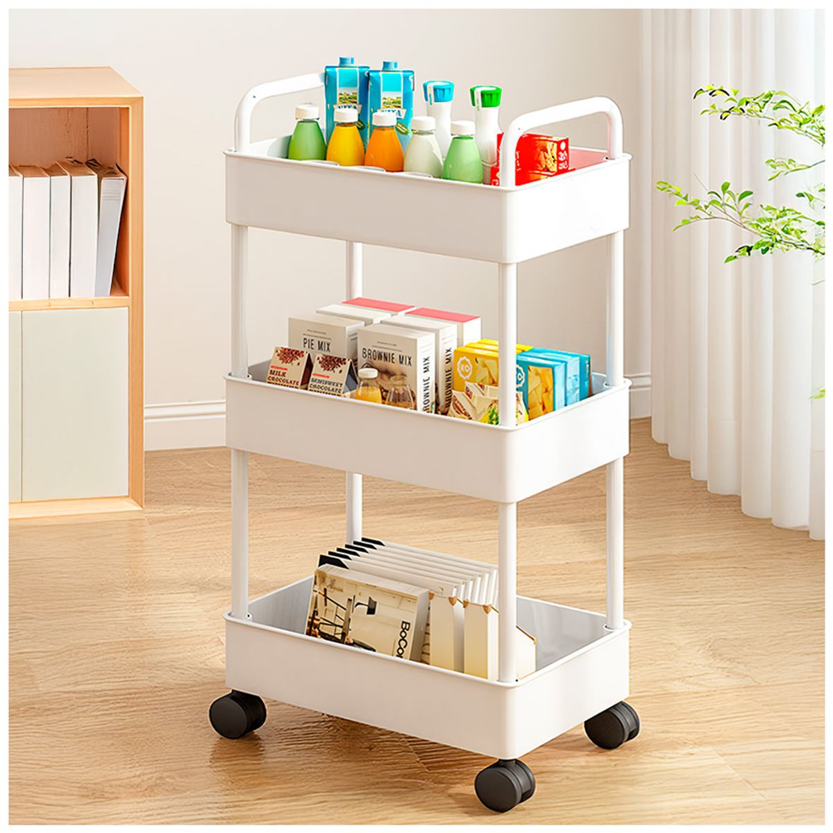 KELLER - Carrito Organizador 3 Niveles con Ruedas para Cocina BL AY8