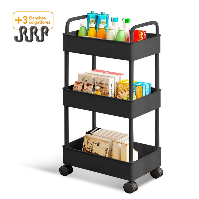KELLER - Carrito Organizador 3 Niveles con Ruedas para Cocina NG AY8