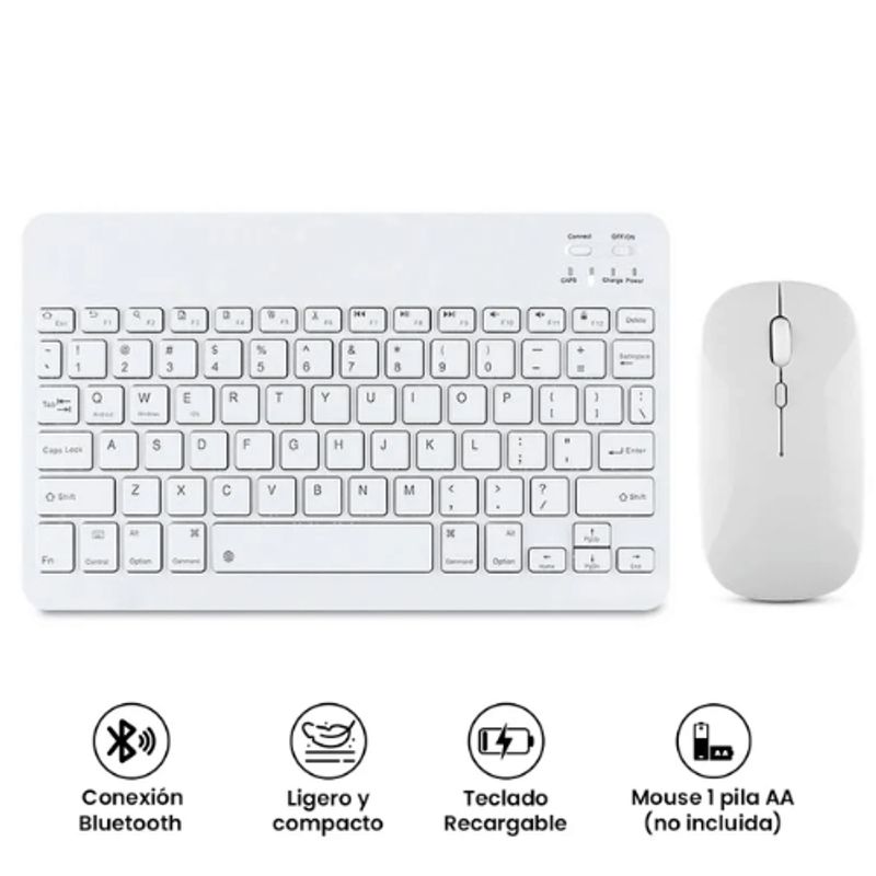 GENERICO - TECLADO  MOUSE   SUPER DELGADO BLANCO INALAMBRICOS