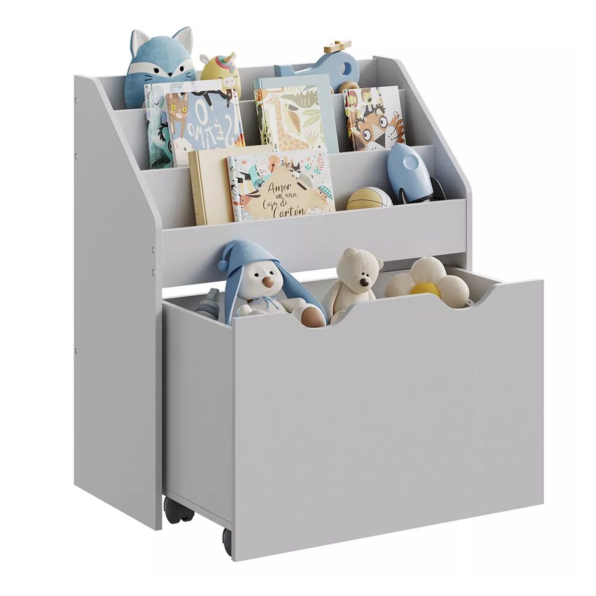 GENERICO - Librero Infantil Baúl con Ruedas Tarly - Vaquita Home