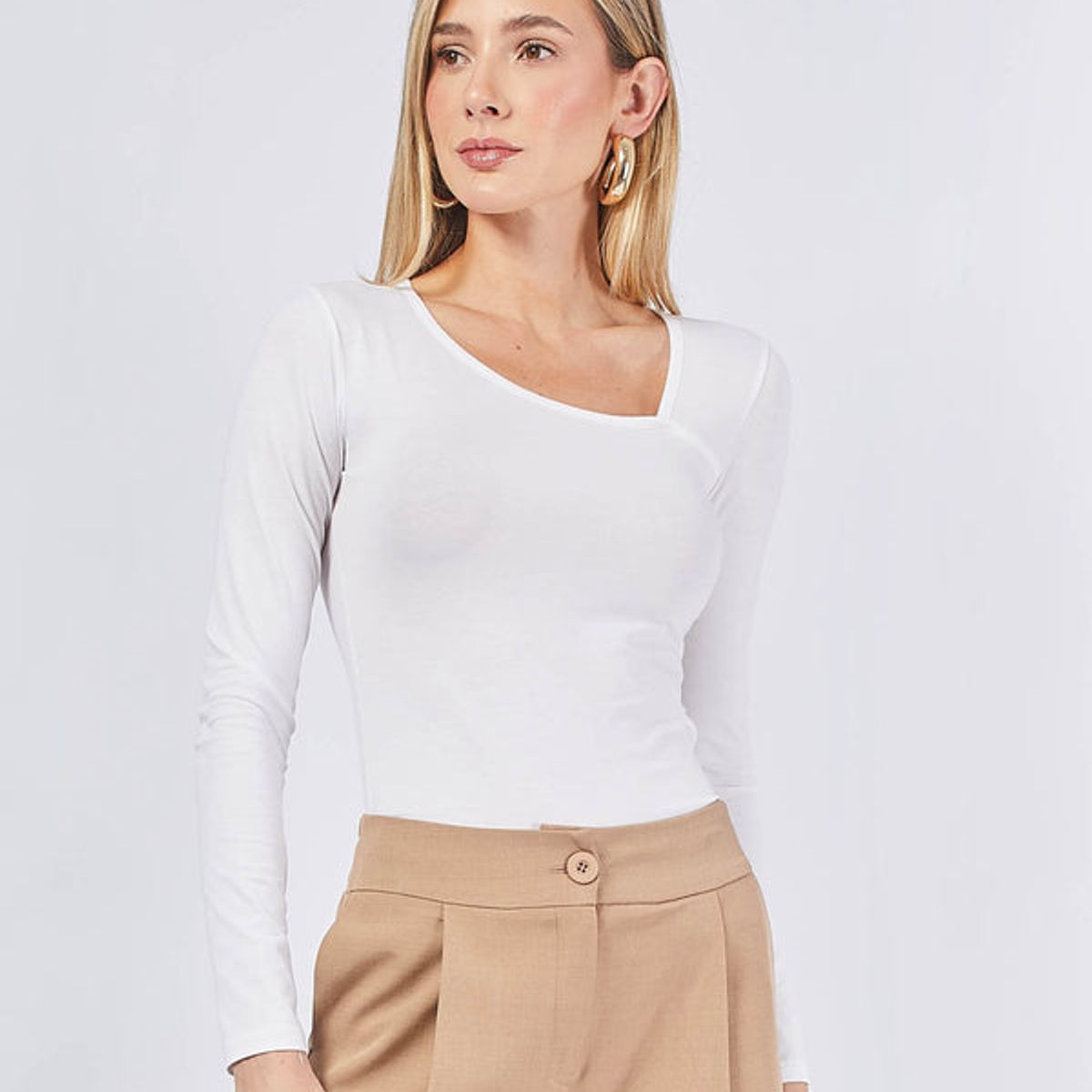 BANATY - POLO MANGA LARGA PIMA ASIMETRICO MARGOT DE MUJER