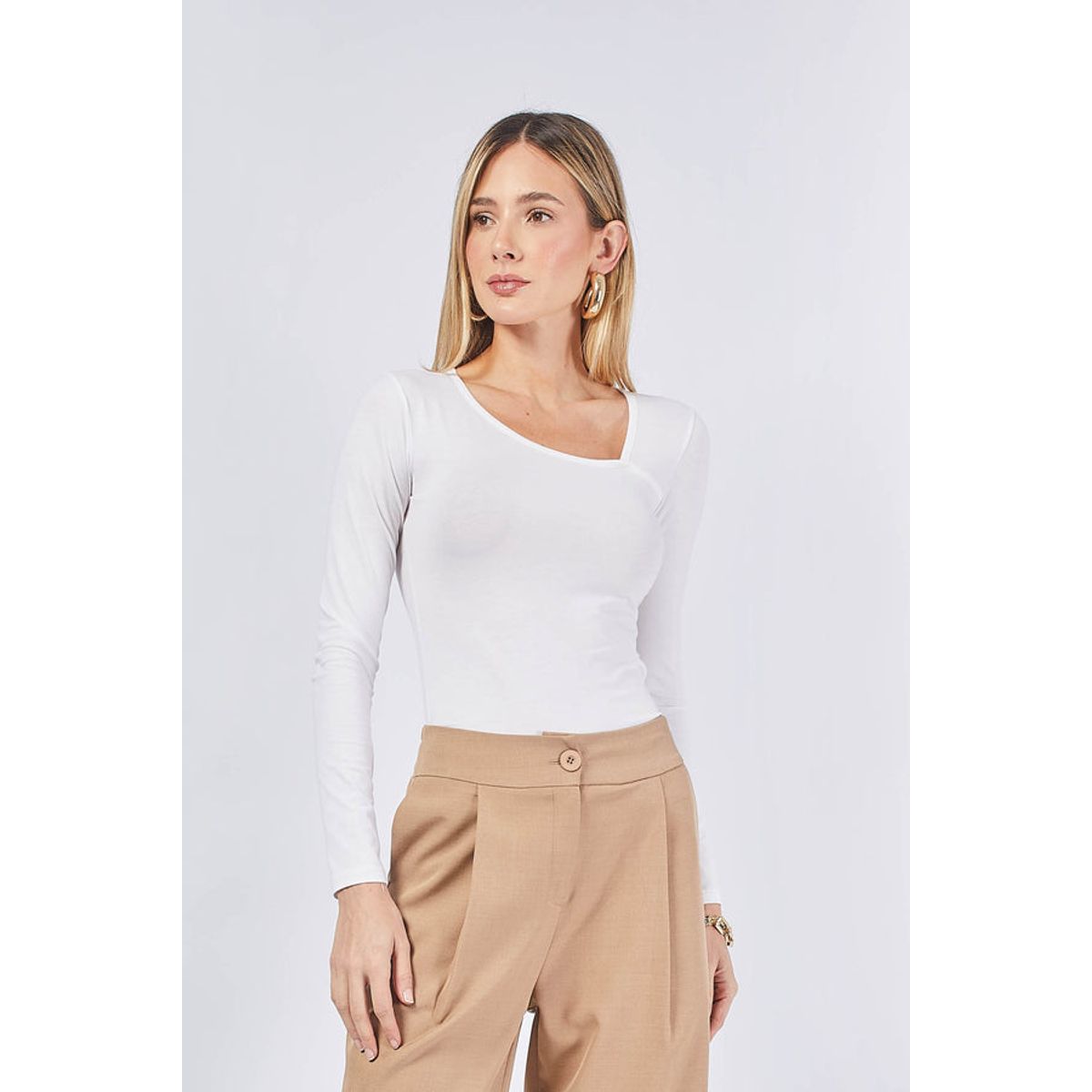 BANATY - POLO MANGA LARGA PIMA ASIMETRICO MARGOT DE MUJER