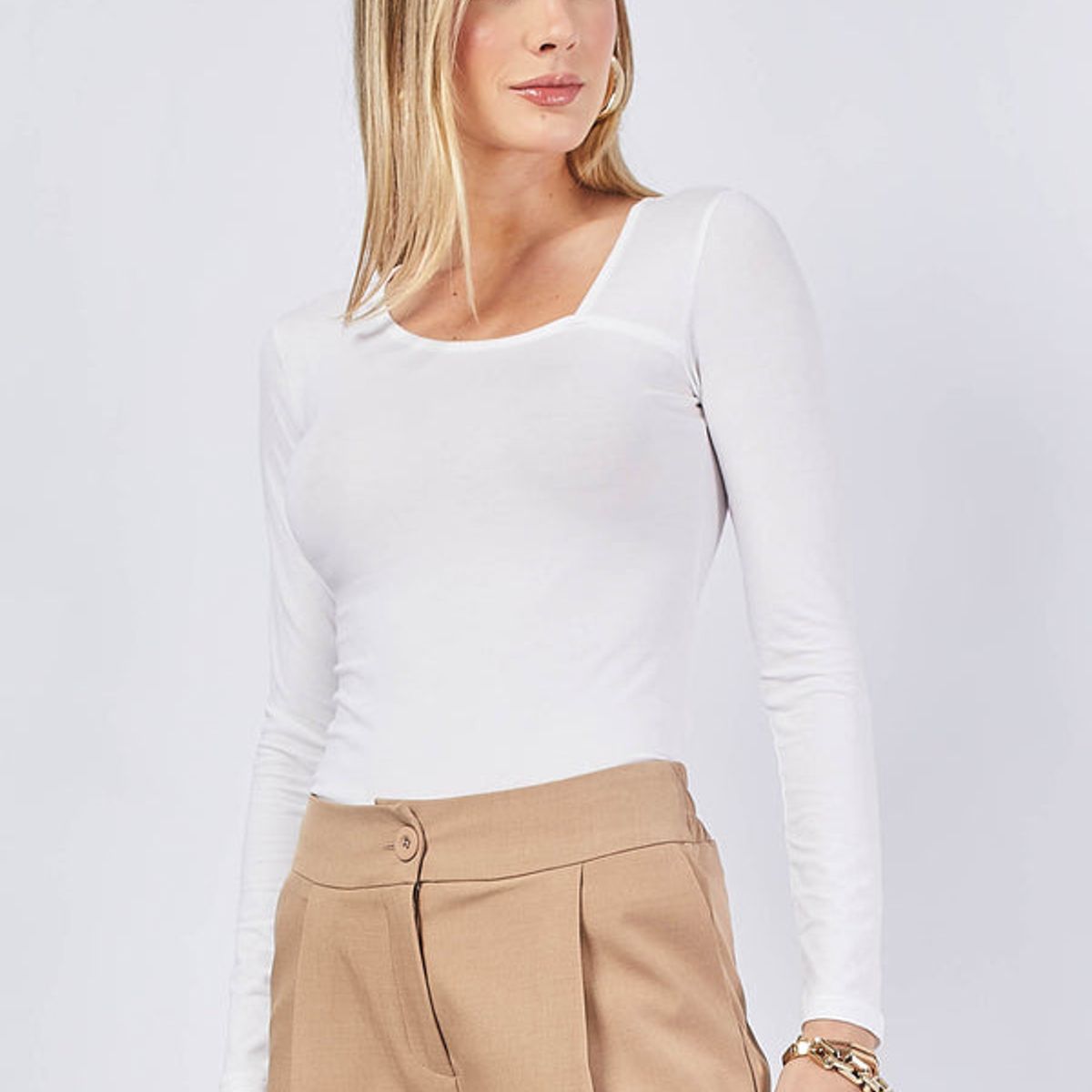 BANATY - POLO MANGA LARGA PIMA ASIMETRICO MARGOT DE MUJER