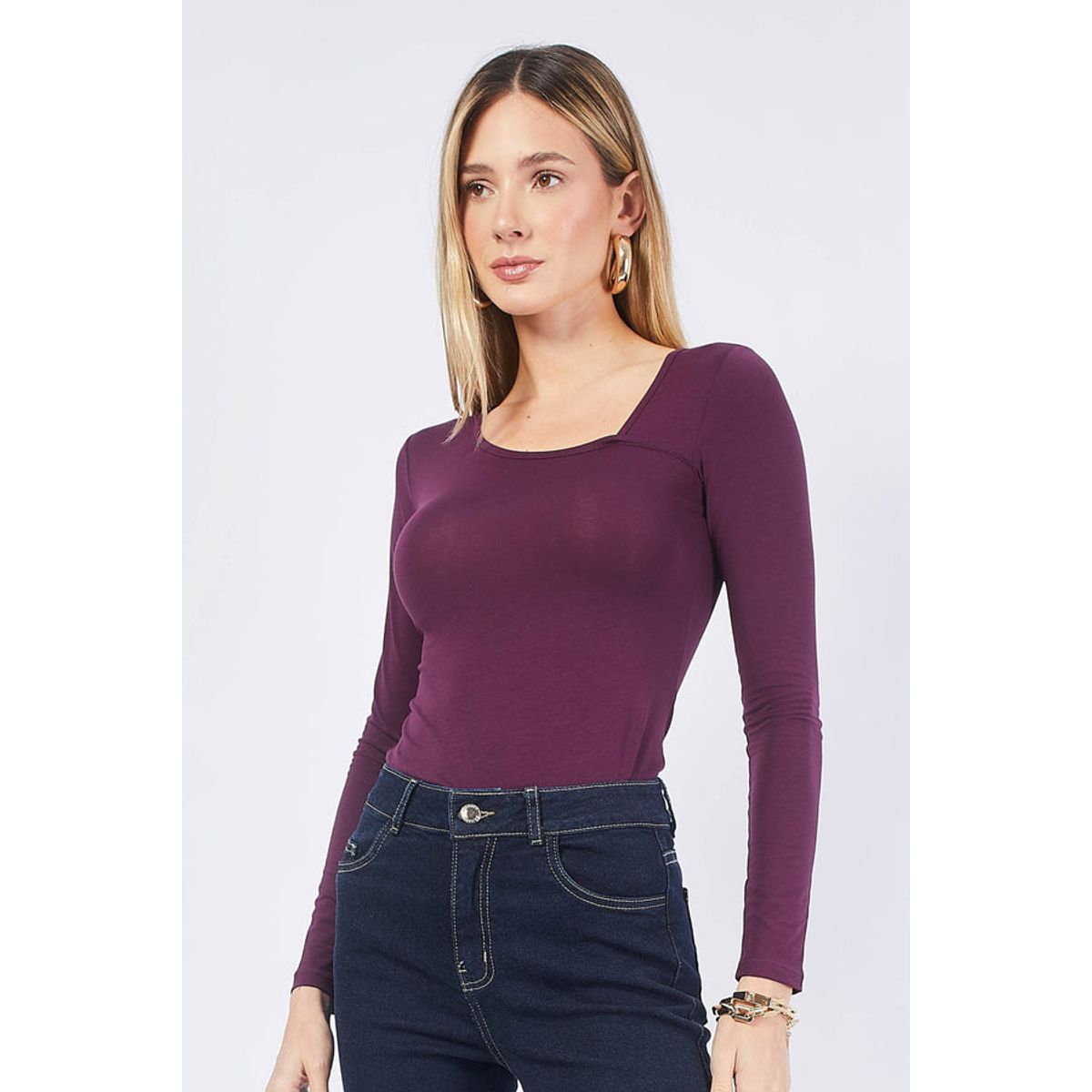 BANATY - POLO MANGA LARGA PIMA ASIMETRICO MARGOT DE MUJER