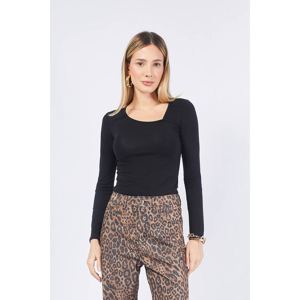 BANATY - POLO MANGA LARGA PIMA ASIMETRICO MARGOT DE MUJER