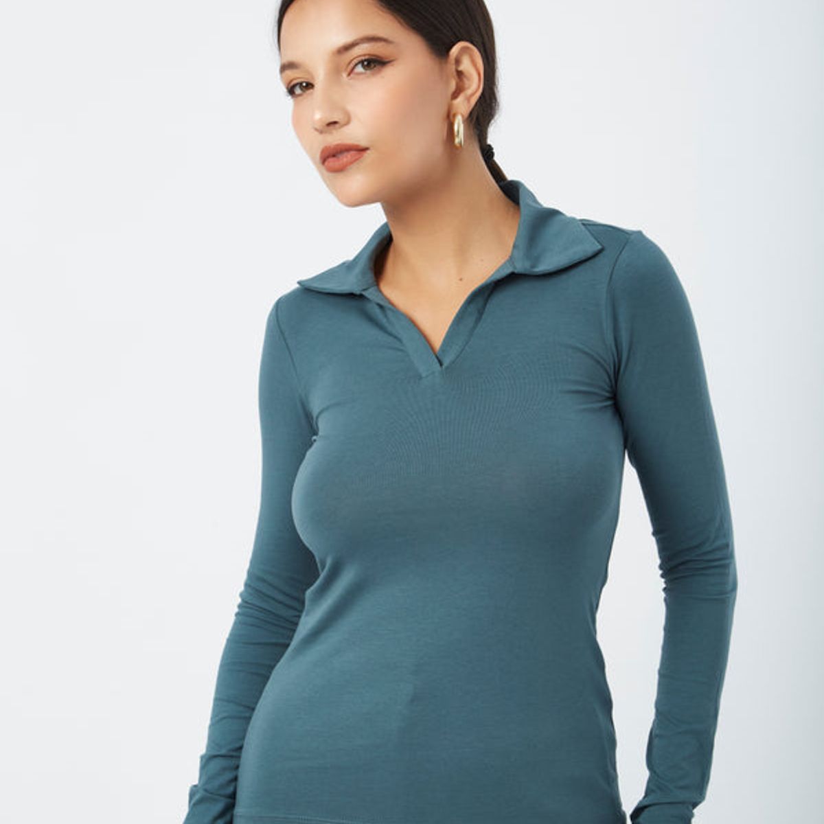 BANATY - POLO DE ALGODON CAMISERO MANGA LARGA LORY DE MUJER