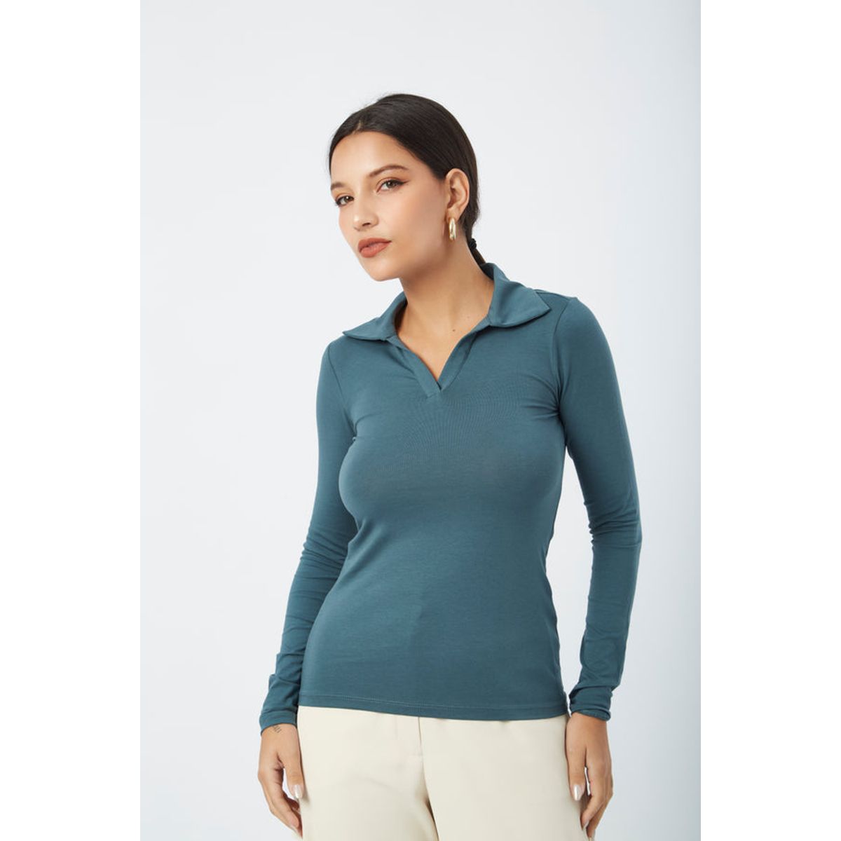 BANATY - POLO DE ALGODON CAMISERO MANGA LARGA LORY DE MUJER