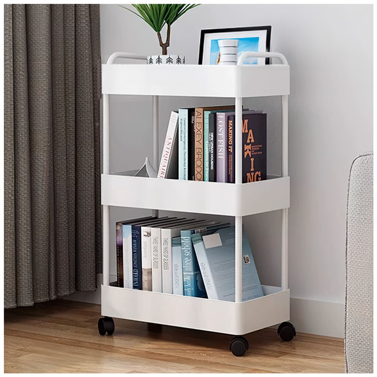 KELLER - Carrito Organizador 3 Niveles con Ruedas para Oficina BL AY8