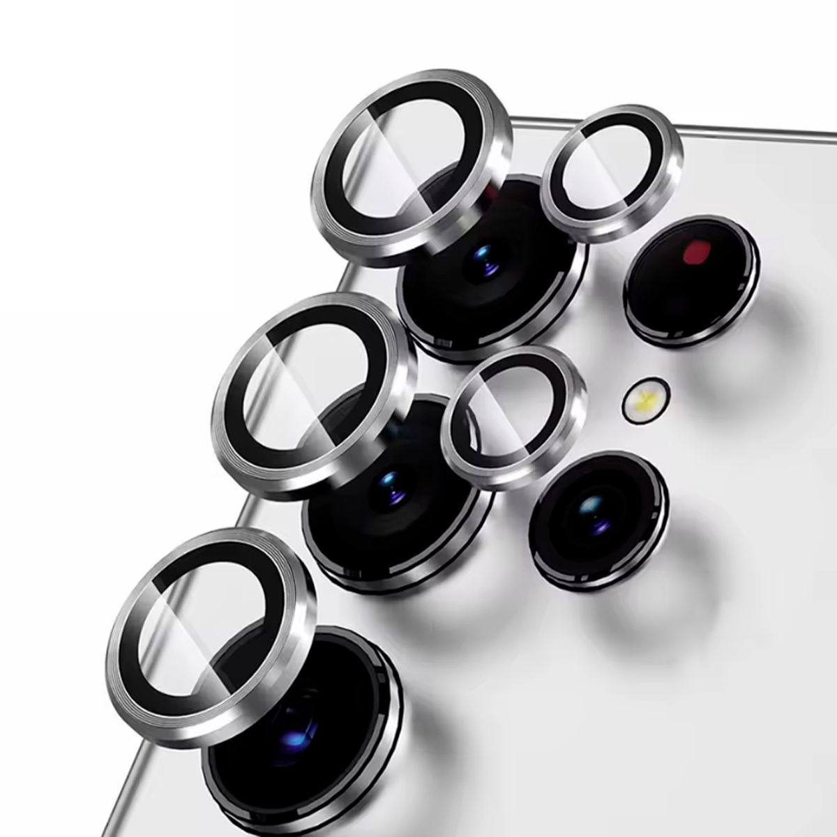 GENERICO - Protector de Lente Glass Individual Compatible con Galaxy S22 Ultra Plateado