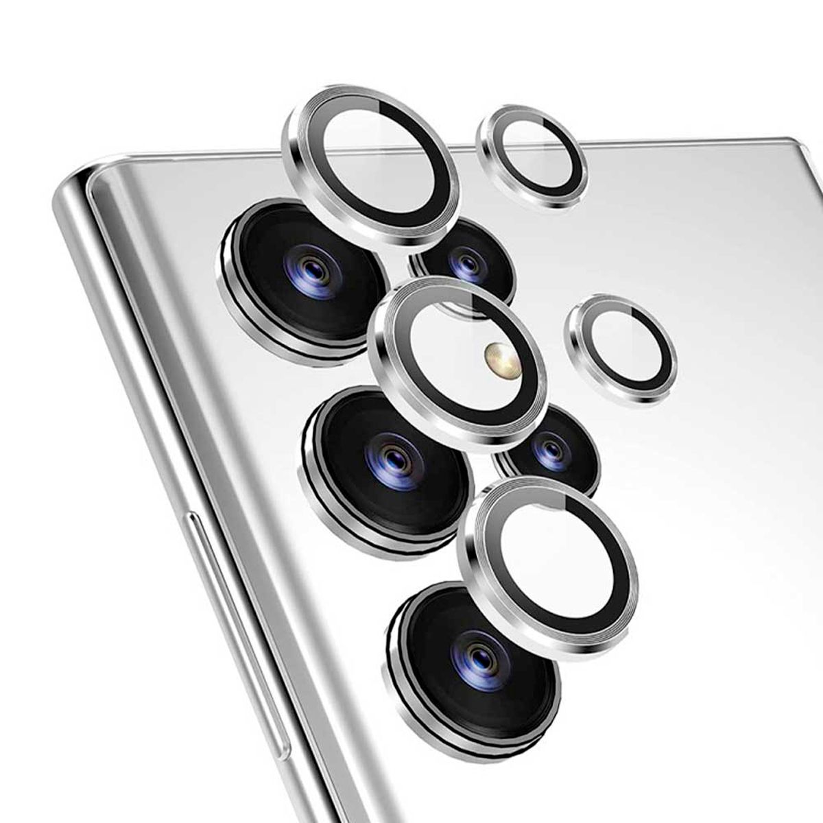 GENERICO - Protector de Lente Glass Individual Compatible con Galaxy S22 Ultra Plateado