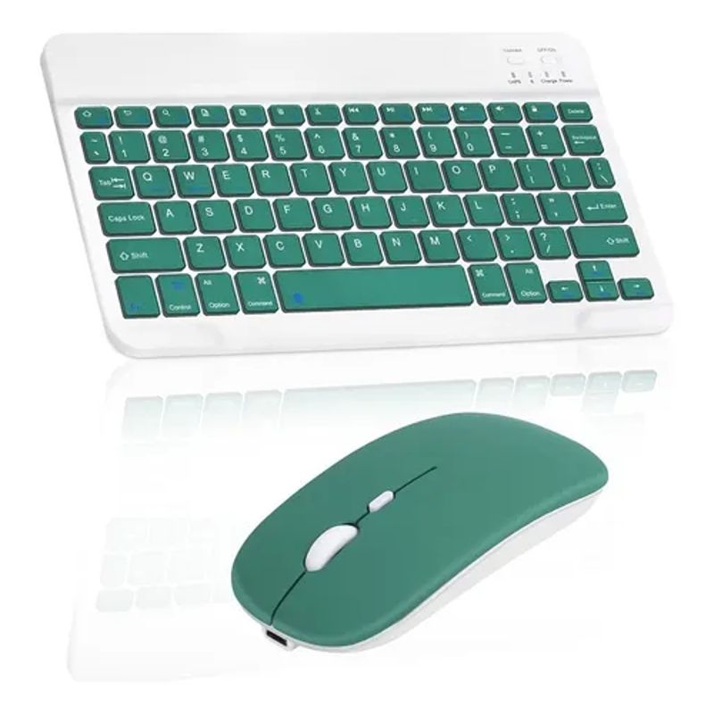 GENERICO - TECLADO MOUSE  SUPER DELGADO  VERDE OSCURO INALAMBRICOS