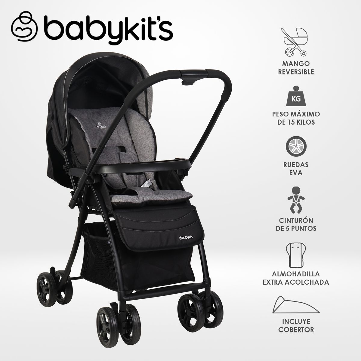 BABY KITS - Coche Cuna NEXT GEN Baby Kits Gris