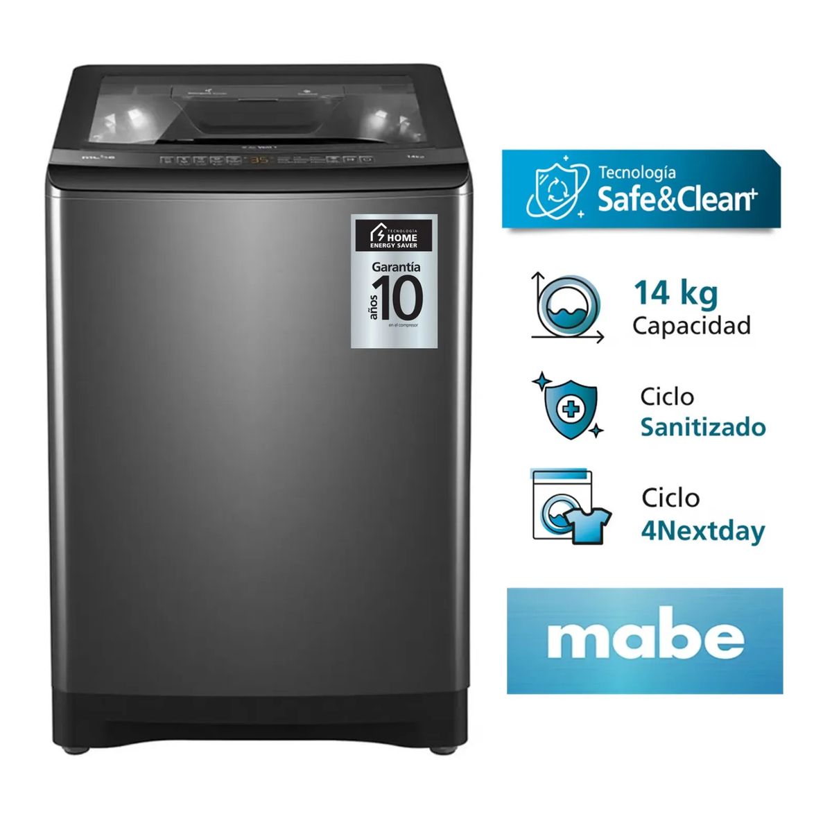 MABE - Lavadora Automática Mabe 14kg LMA4120WDGBB0 Diamond Gray