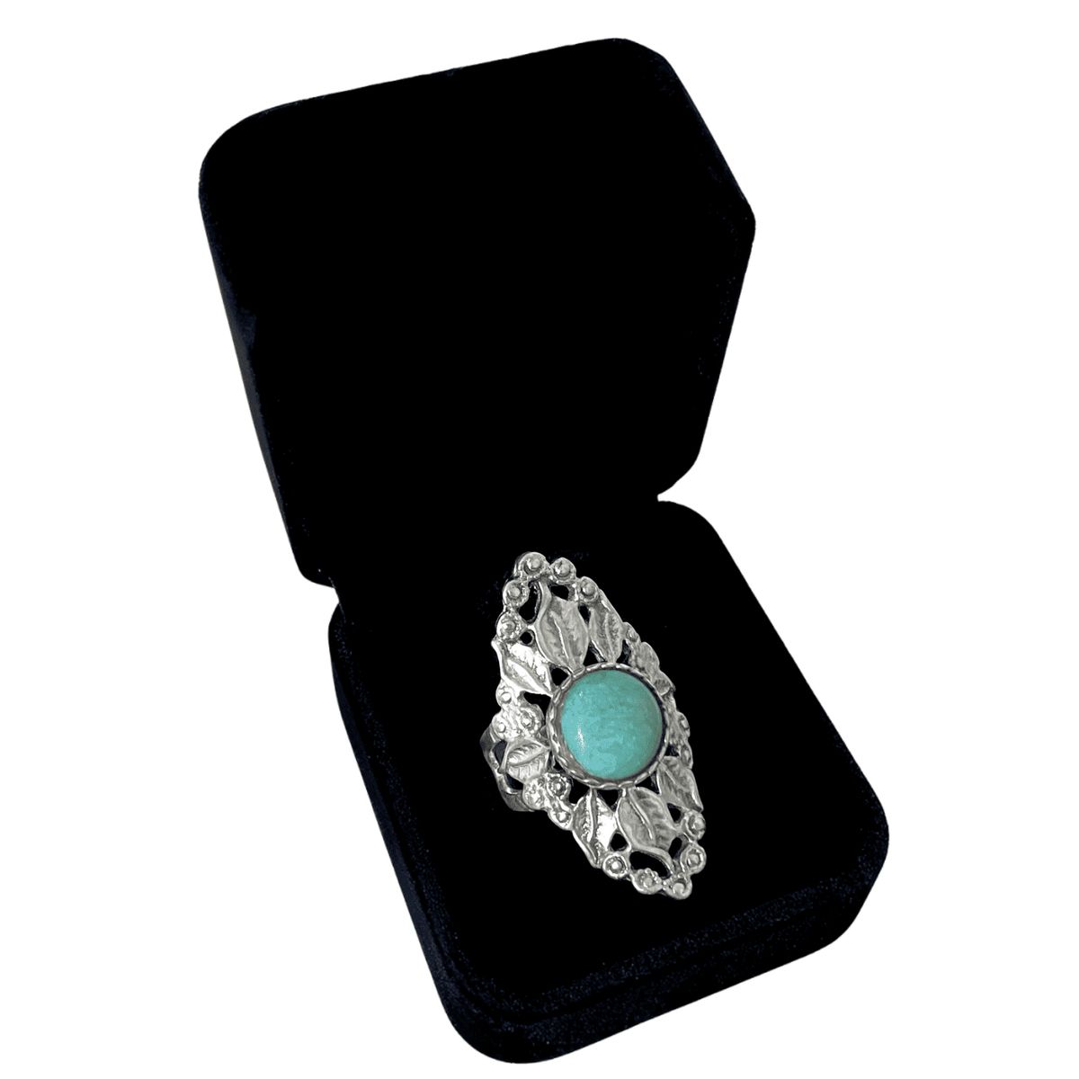 GENERICO - Anillo Mujer Hoja Amazonita Regalo Novia Mamá Plata 925