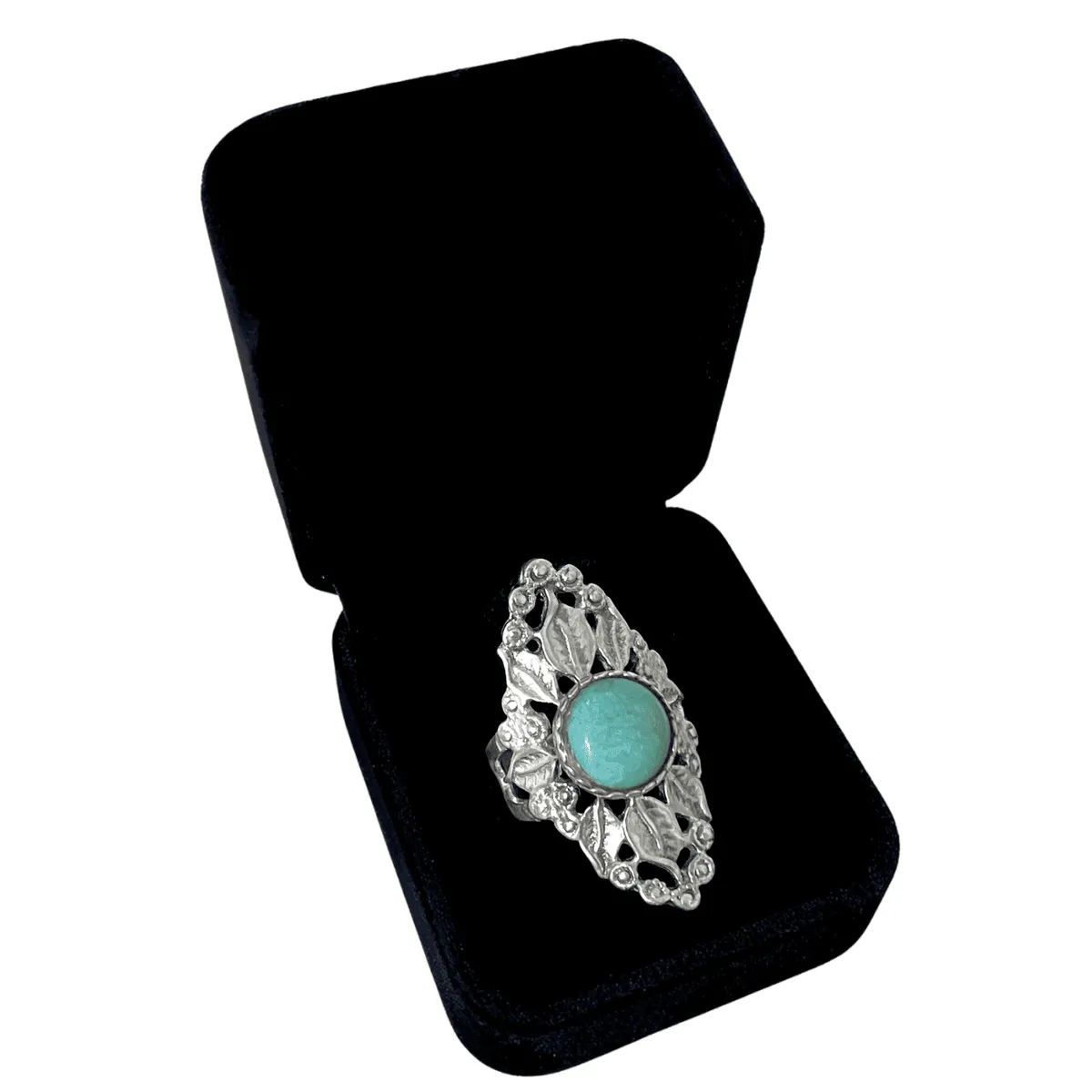 GENERICO - Anillo Mujer Hoja Amazonita Regalo Novia Mamá Plata 925