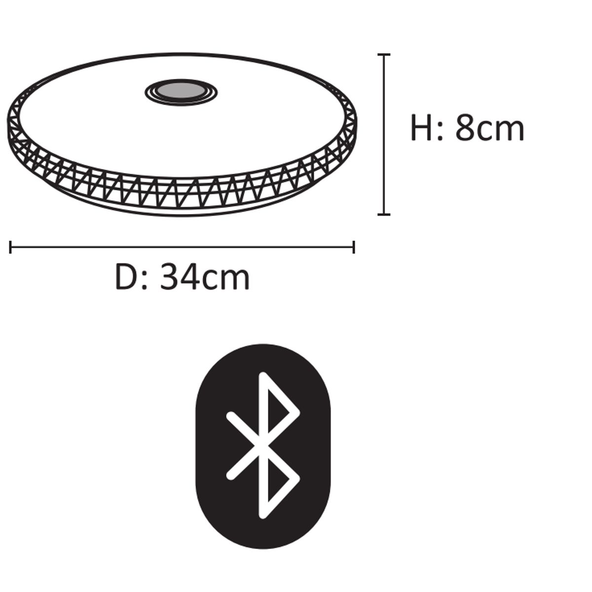 GENERICO - Plafon Brillante Led RGB  con Bluetooth 36W