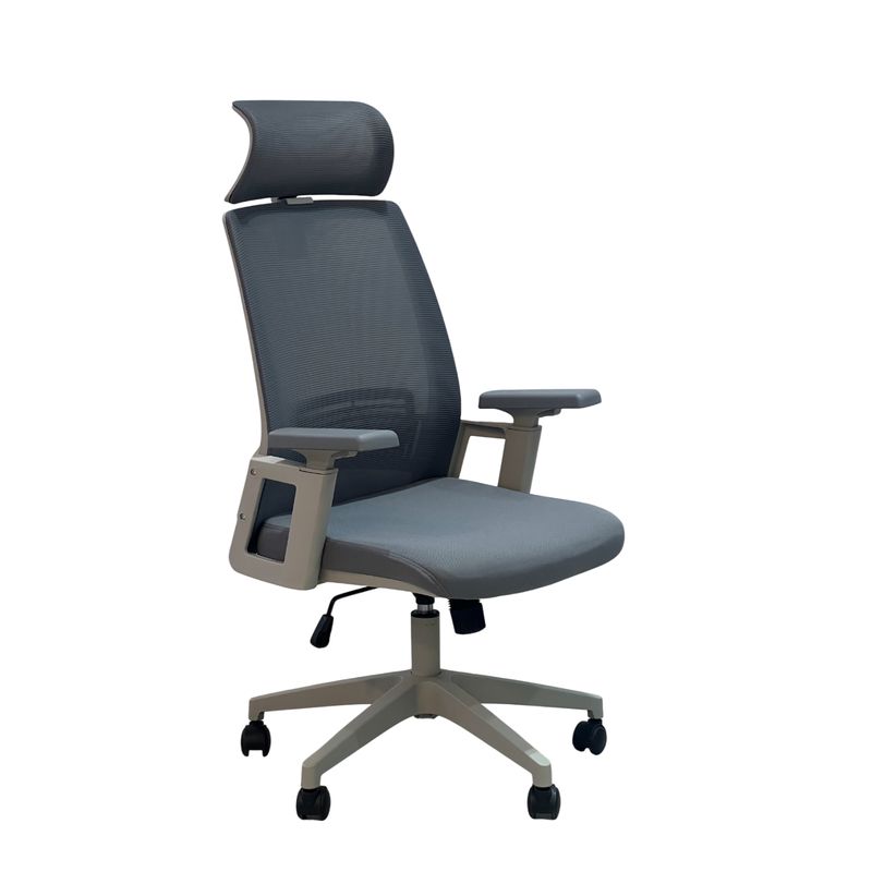 ZIYAZ - Silla De Oficina Ergonómica Tatiana CCabezal Gris Giratoria