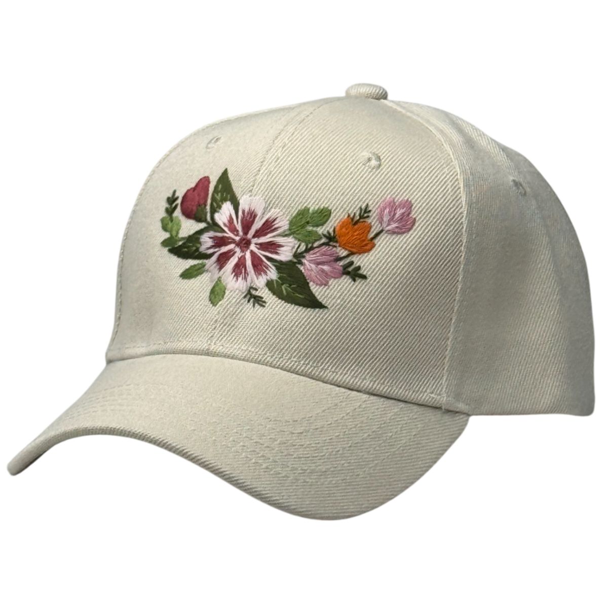 GENERICO - Gorra bordada Unisex Clásica de Lona beige claro con diseño floral
