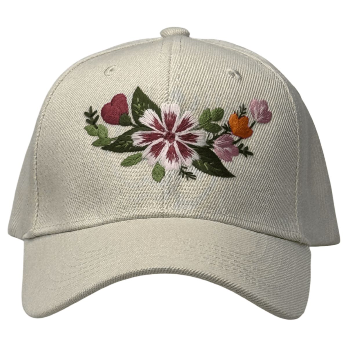 GENERICO - Gorra bordada Unisex Clásica de Lona beige claro con diseño floral