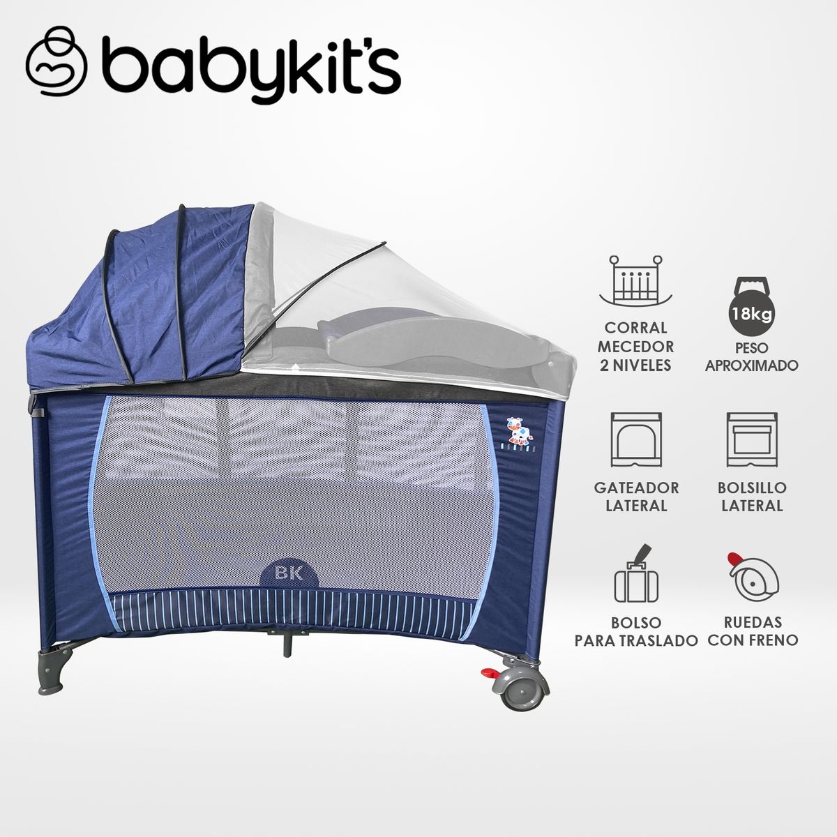 BABY KITS - Cuna Corral Roma Baby Kits Azul