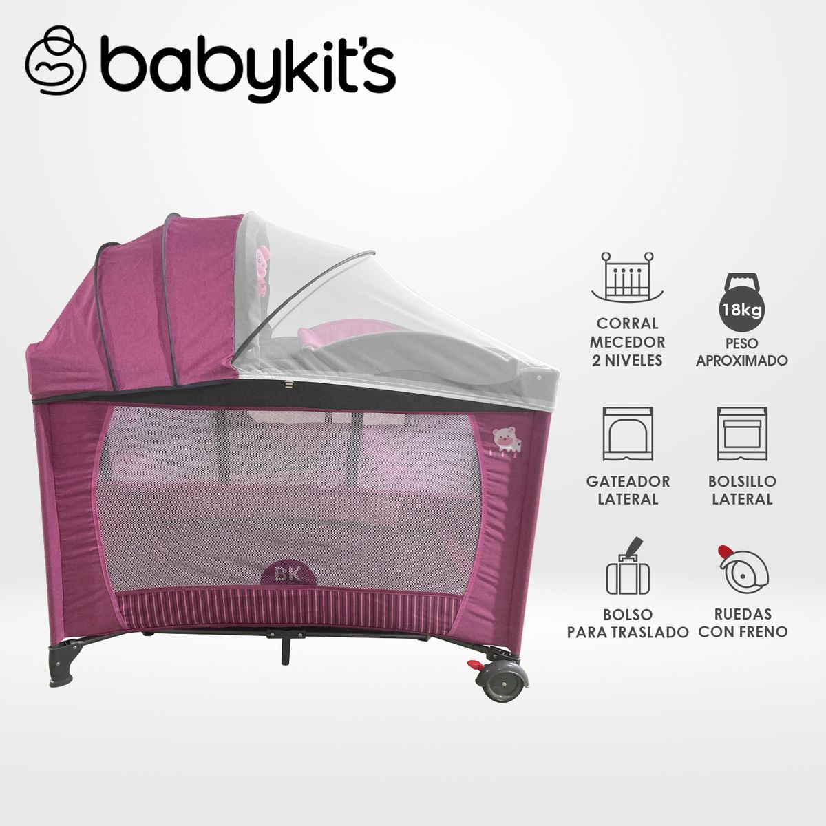 BABY KITS - Cuna Corral Roma Baby Kits Rosado