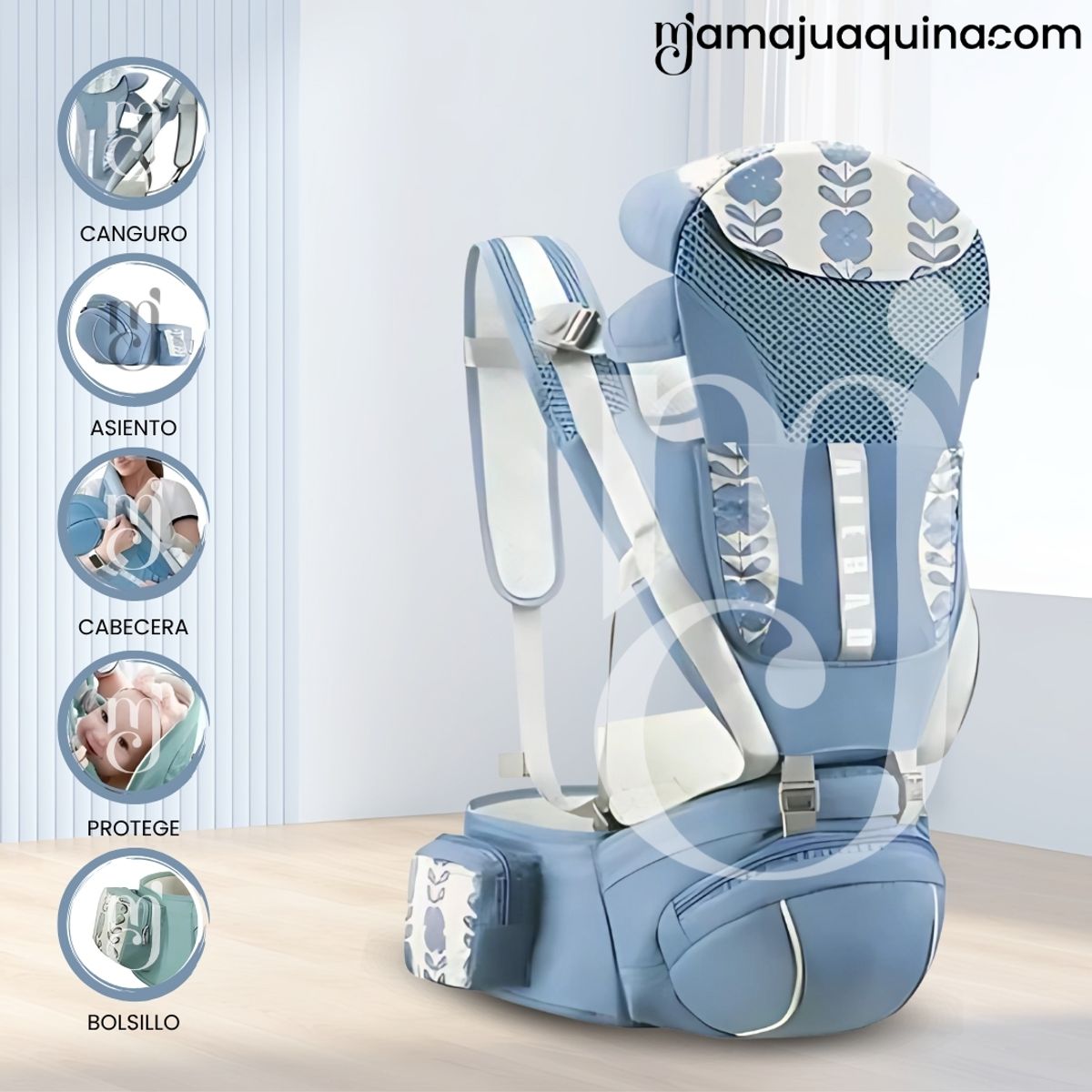 BABY - Canguro Ergonómico para Bebé «KANGÙ» Light Blue