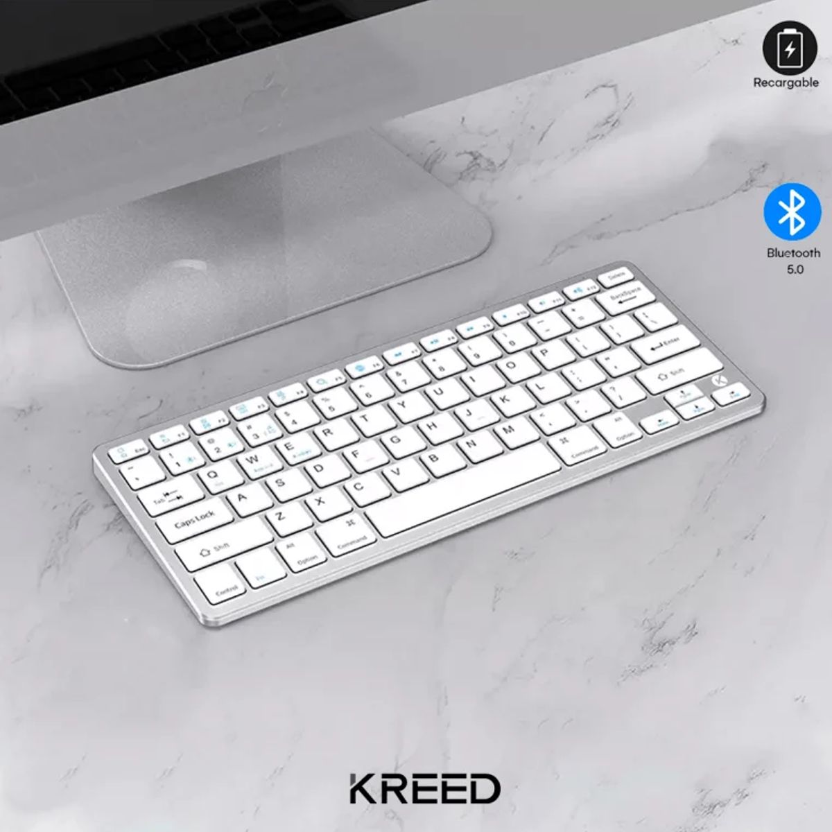 GENERICO - TECLADO BLUETOOTH INALAMBRICO  COLOR BLANCO/PLATEADO