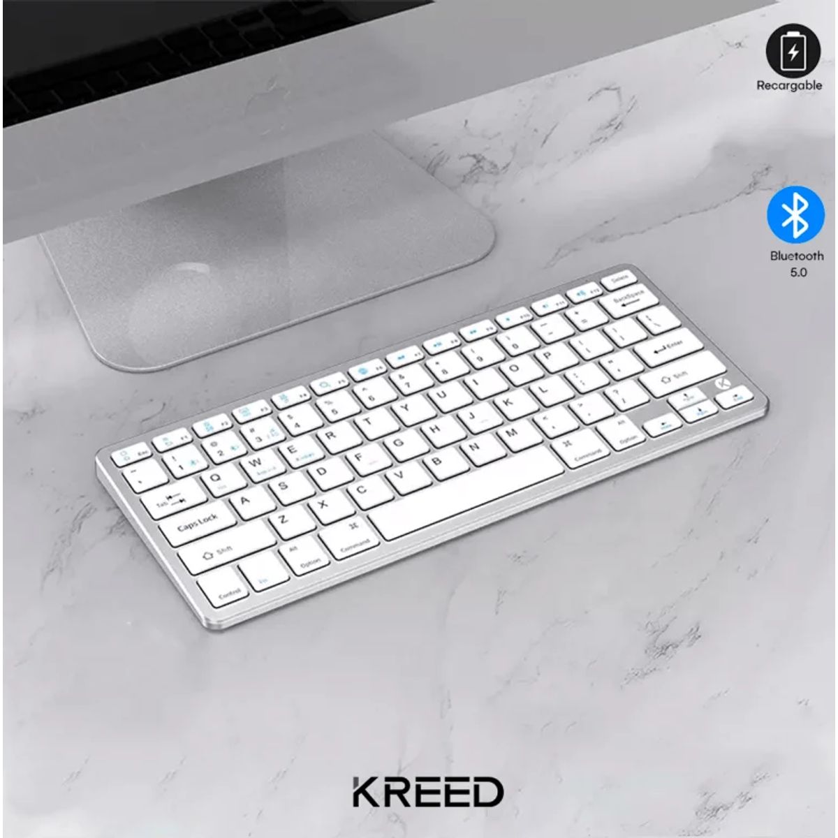 GENERICO - TECLADO BLUETOOTH INALAMBRICO  COLOR BLANCO/PLATEADO