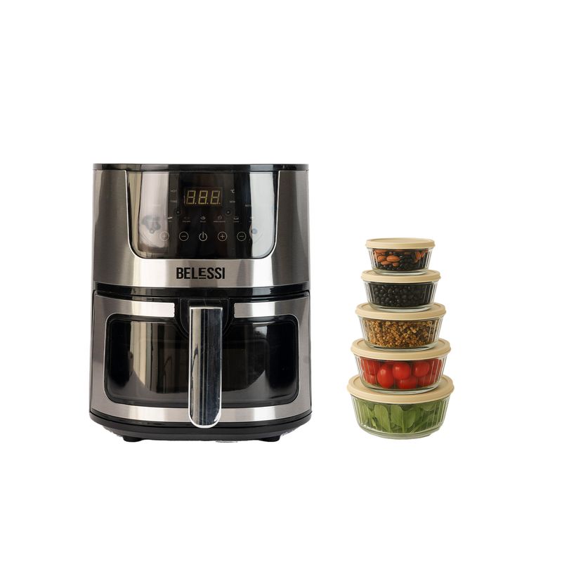 BELESSI - Combo x2: Airfryer + Set x10 tapers de vidrio con tapa