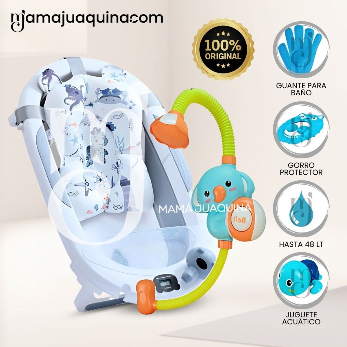 BABY - Bañera Plegable con Regadera «MEMO» Gray