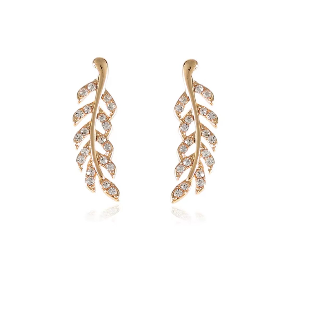 GENERICO - Aretes de hoja   cristal a la moda para mujer - 2 unids dorado