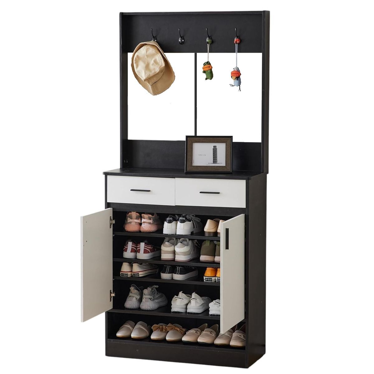 GENERICO - Mueble Recibidor Zapatera con Perchero Maggie - Vaquita Home