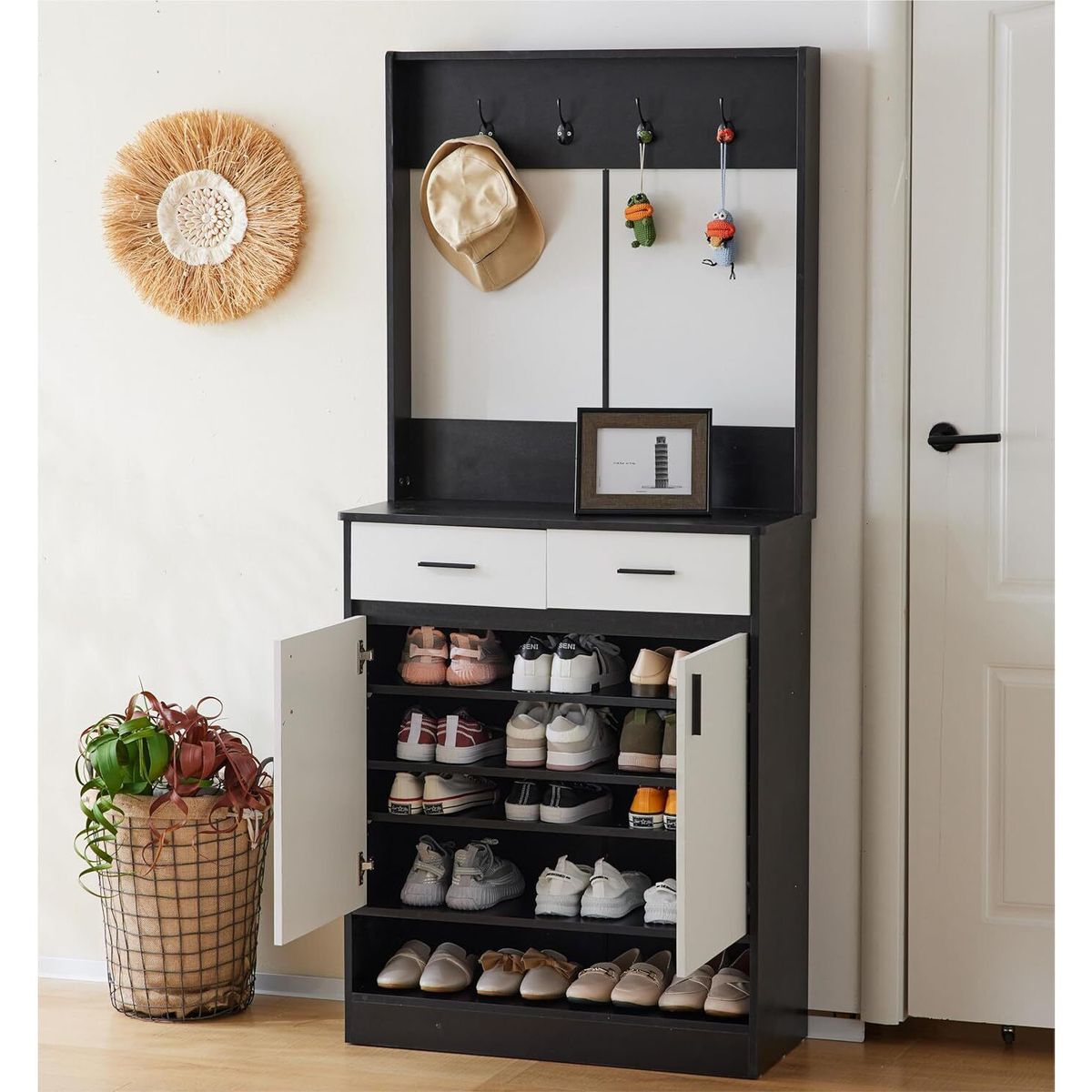 GENERICO - Mueble Recibidor Zapatera con Perchero Maggie - Vaquita Home