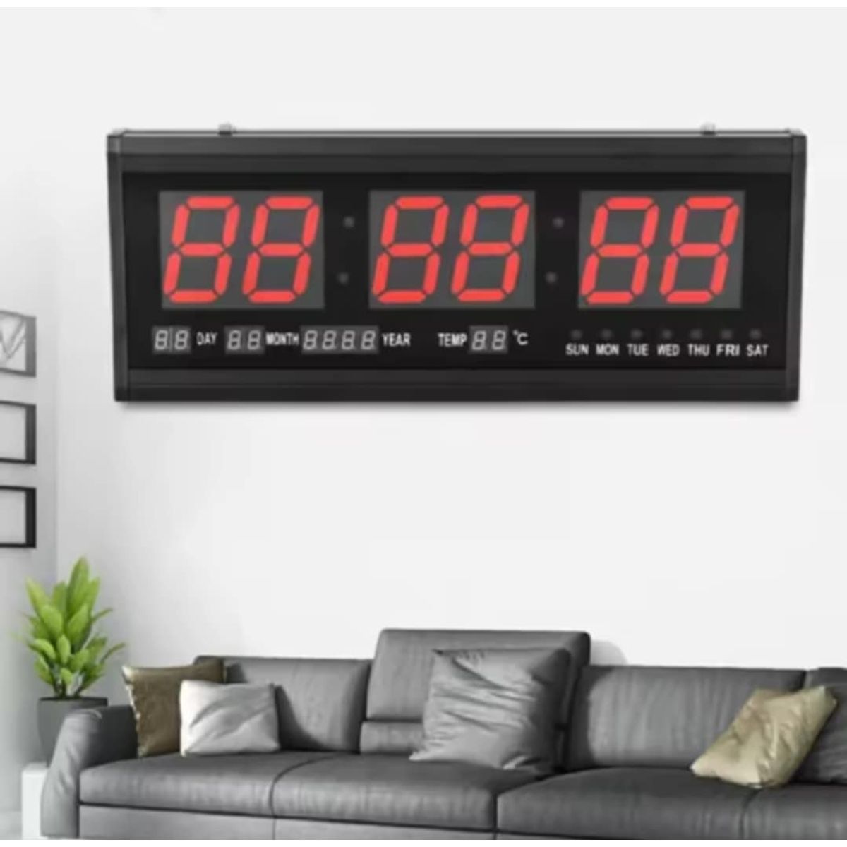 GENERICO - Reloj Digital LED con Control y Soporte Protector 48cm Hogar Oficina