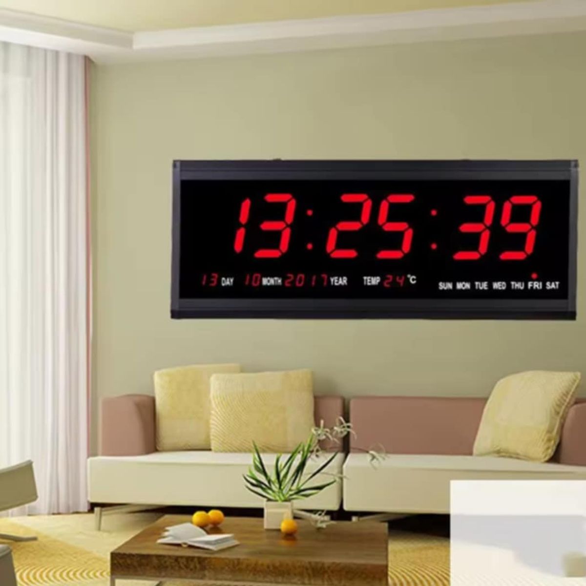 GENERICO - Reloj Digital LED con Control y Soporte Protector 48cm Hogar Oficina