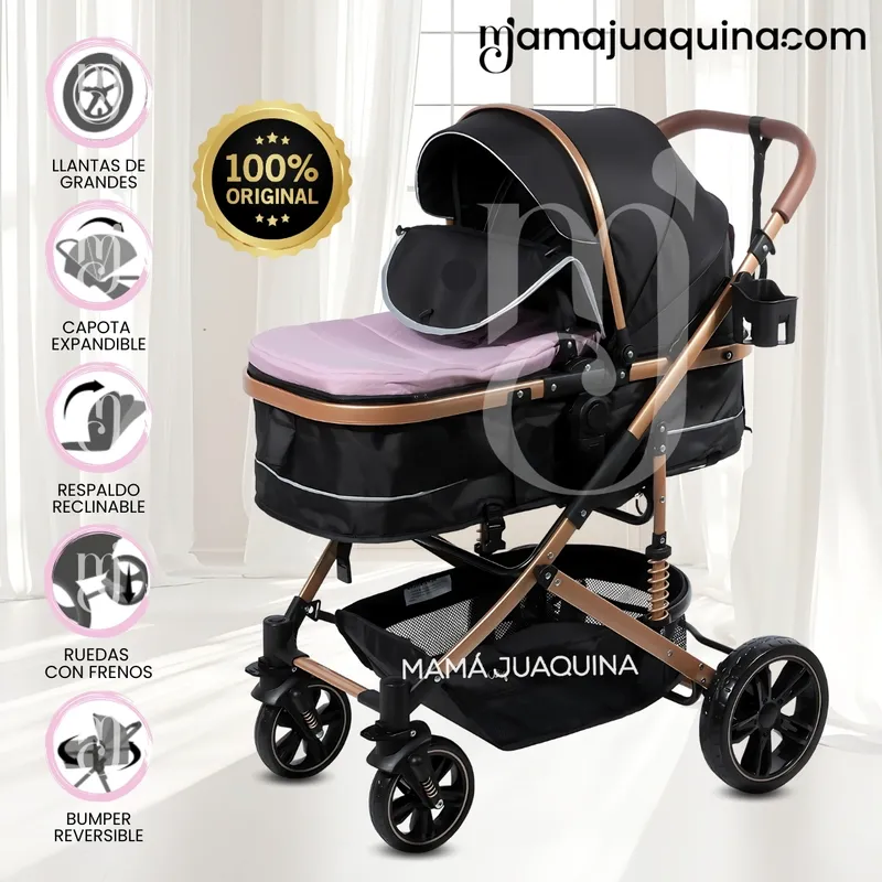 EBABY - Coche Cuna Moisés de Lujo «INFINITIVE GOLD» Pink