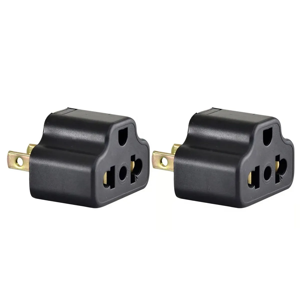 GENERICO - ADAPTADOR UNIVERSAL PLANO 16A 250V NEGRO PVC X 2 UNID