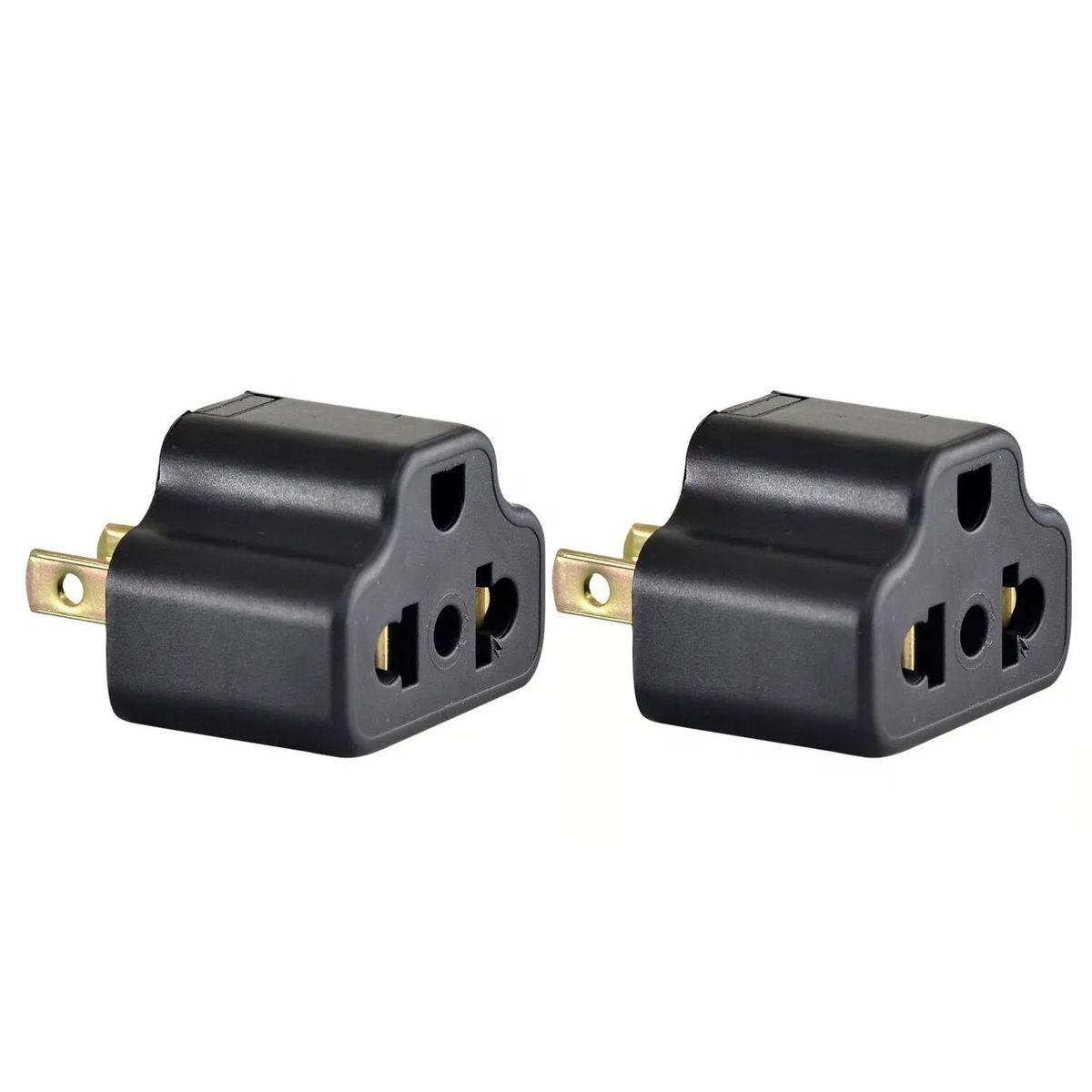 GENERICO - ADAPTADOR UNIVERSAL PLANO 16A 250V NEGRO PVC X 2 UNID