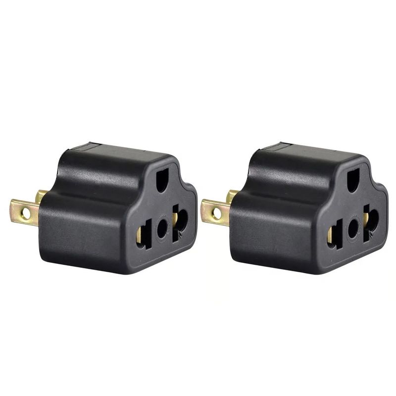 GENERICO - ADAPTADOR UNIVERSAL PLANO 16A 250V NEGRO PVC X 2 UNID