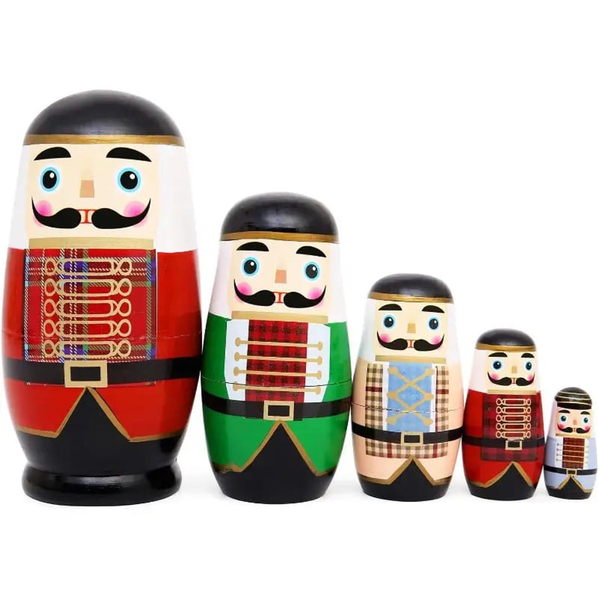 MEGIMPERU - Set de 5 Muñecas Rusas Matryoshka de Madera Hechas a Mano