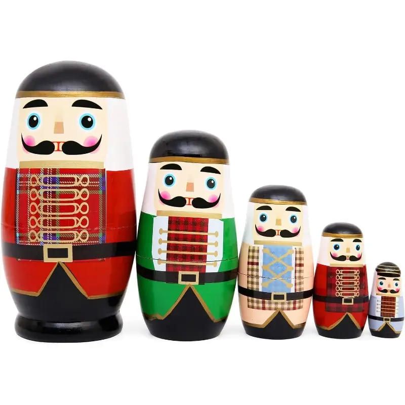 MEGIMPERU - Set de 5 Muñecas Rusas Matryoshka de Madera Hechas a Mano
