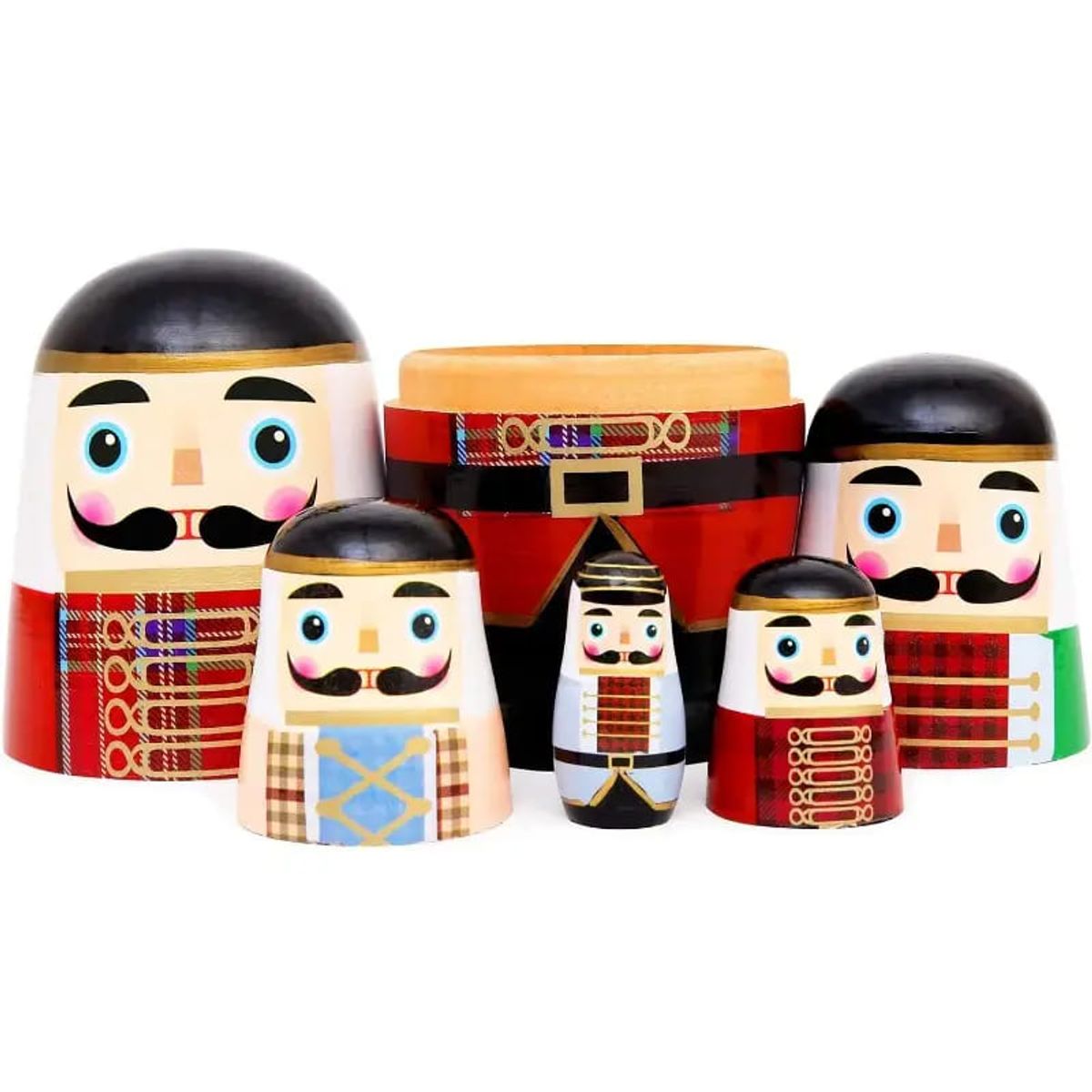 MEGIMPERU - Set de 5 Muñecas Rusas Matryoshka de Madera Hechas a Mano