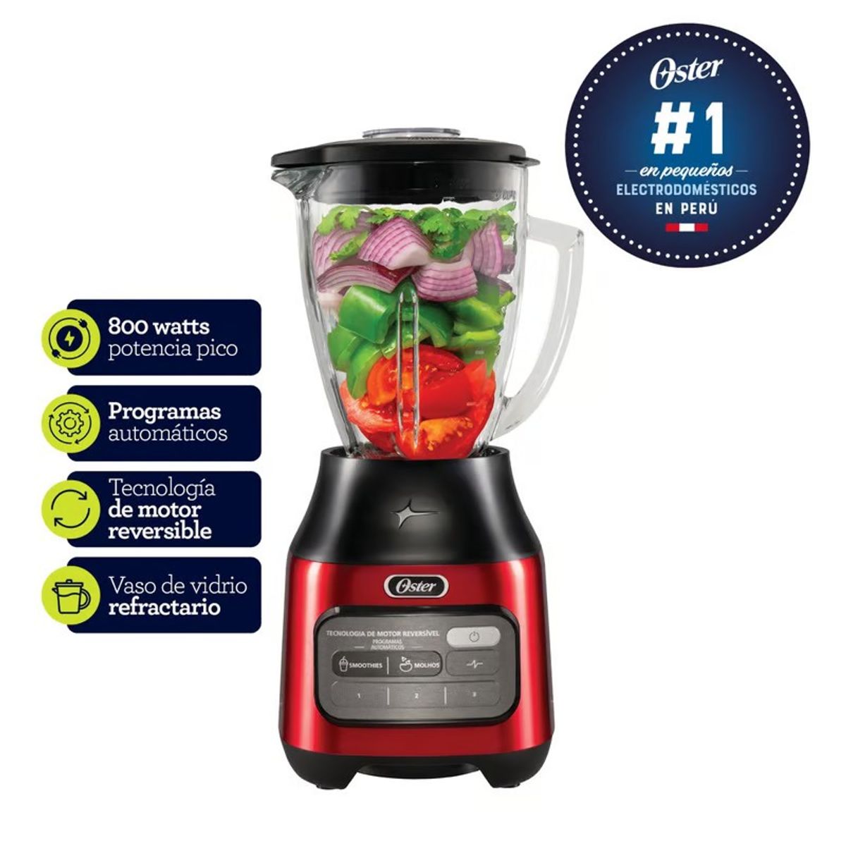 OSTER - Licuadora Oster® con tecnología reversible 3 velocidades más pulso BLSTPEG CRT