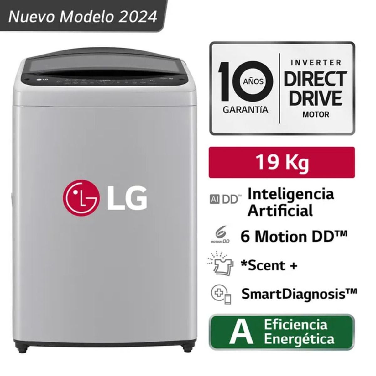LG - Lavadora de Carga Superior 19 Kg Gris LG WT19DV6T