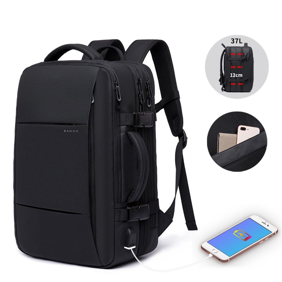 BANGE - Mochila Viajera Urbana The Expandable 1908 Expandible 37L